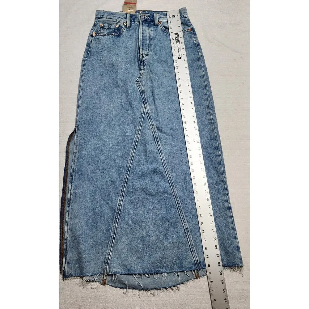 Levi's side slit skirt denim Waist 27'' length 38'' button flies